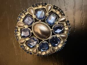 Vintage Signed Monet Silver Tone Blue Stone Brooch